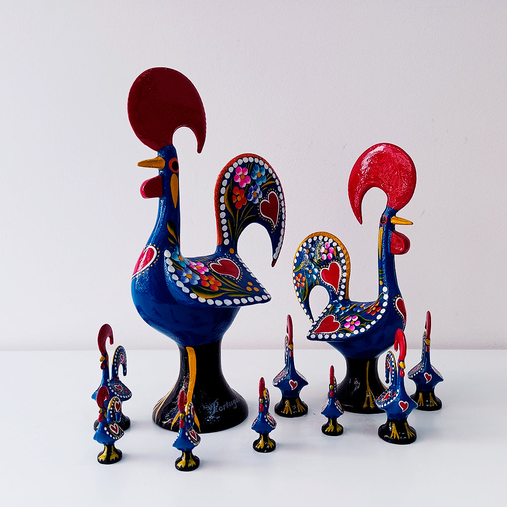 Hand-made and hand-painted Barcelos Roosters, with the Typical painting style of the reason of Barcelos, Portugal.