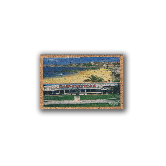 This eco-friendly postcard features the iconic Casino Estoril and a scenic beach, perfect as a keepsake or paired with the New Jamp "Casino Estoril - Cork Fridge Magnet.
